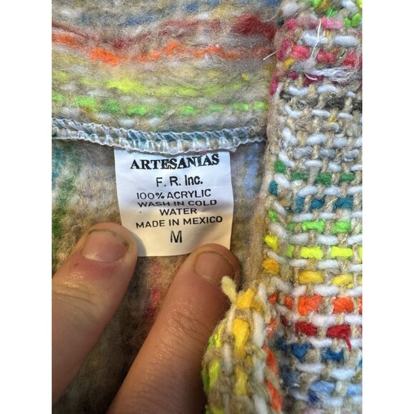 ARTESANIAS Acrylic BAJA SURF PONCHO HOODIE HOODED SWEATSHIRT JACKET Medium - Picture 4 of 16